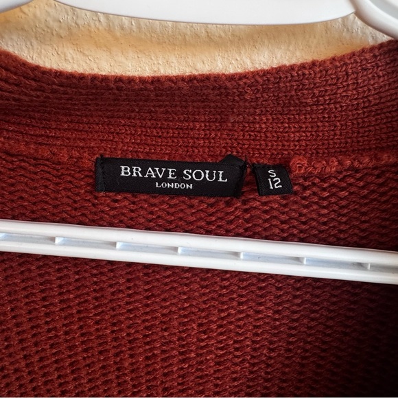 Brave Soul London Brick Orange Cable Knit Cardigan Sweater Sz: Small Cozycore - Picture 6 of 9